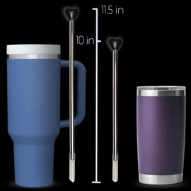 Lipzi - Anti Wrinkle Straw - Stainless-Steel anti-wrinkle drinking straws, Reusable Straws with Cleaning Brush - Eco-Friendly Vs Plastic - Two 40 oz Tumbler Compatible Straws - 4 Straws Total