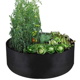 IWNTWY 100 Gallon Large Grow Bag, Heavy Duty Fabric Round Raised Garden Bed Planter Pots for Planting Herb Flower Vegetable Potato Plants (50" D x 12" H, Black)