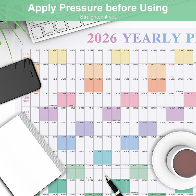 24" x 36" Exellewis 2026 Wall Calendar, Folded Large Paper