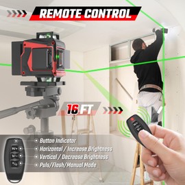 Revvstark Laser Level with Tripod, 4x360° Green Line Laser Tool with Self-Leveling & Manuel Models, Remote/Touch Control, Rechargeable Battery for Picture Hanging, Tile, Home Renovation (Bag Included)