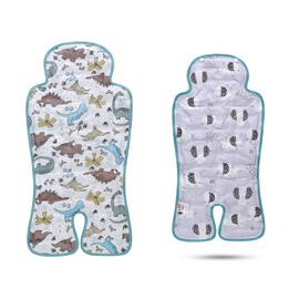 LAT Gel Car Seat Cooler Pad,1 Pack Double Sides-Universal Baby Stroller Ice Cushion Cooler Mat,Multifunctional Summer Cooling Seat Liner for Baby Dining Chair,Child Safety Seat(Dinosaur+Elephant)
