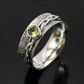 JEWELSTREZORO Peridot Edelstein Spinnerring 925 Sterling Silber Meditationsring Männer & Frauen Spinnerring Geschenkartikel Schmuck TSR143B_71 (22.6)