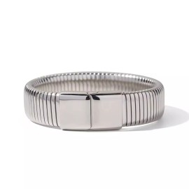 ZARD Omega Chain Chunky Bangle Bracelet in Silver
