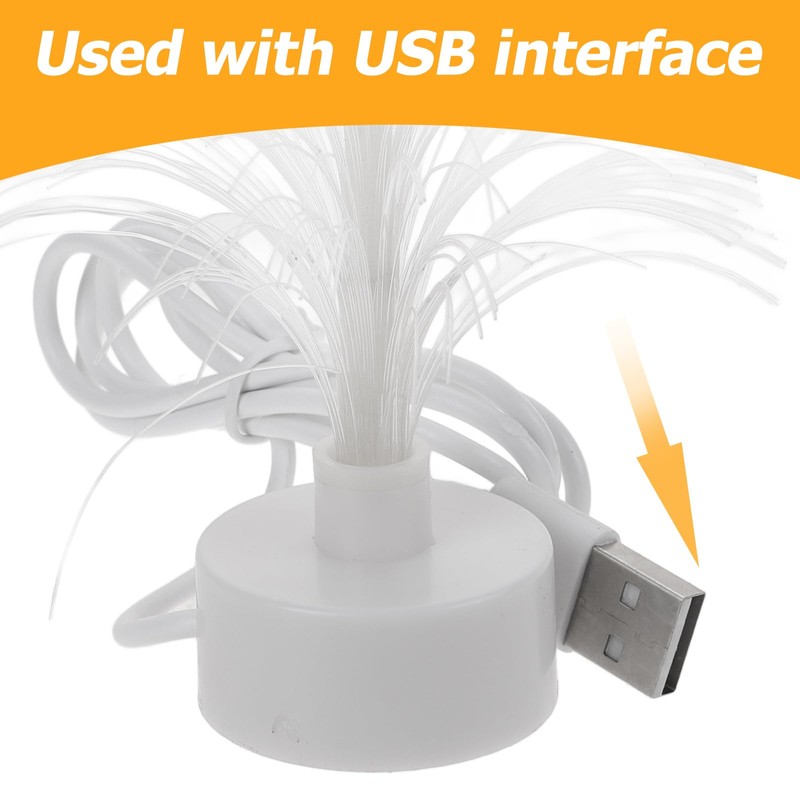 minkissy 2pcs Mini Christmas Tree USB Connection LED Fiber Optic