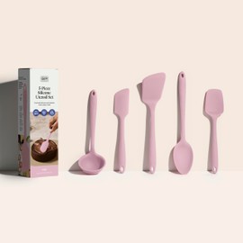 GIR: Get It Right - 5 Piece Essentials All Purpose Set - Ladle, Spatula, Flip, Spoon & Spoonula, Non-stick, Heat Resistant, Dishwasher Safe, Kitchen Utensils, Baking Supplies - Rose