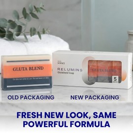 Relumins Premium 3-in-1 Glutablend Beauty Soap Bar – For Smoother, Clearer, Healthier-Looking Skin – Now with Rosehips – Gentle Face & Body Cleanser 120g x 5 Bars