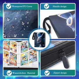 Trading Card Album, Portable PU Cards Scrapbook, 50 Pages 400 Cards Capacity Collector Folder Cards Folder, Gifts for Collectors and Children