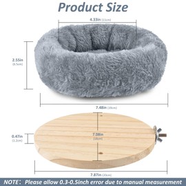 DBNESS Medium Bird Nest for Cage, Removable Plush Parrot Hammock Warm Resting Perch Platform for Budgies Cockatiel Conure Parakeet Hamster Washable Breeding Sleeping Lay Eggs Nesting (Grey, M)