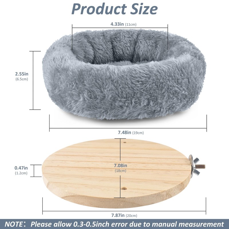 DBNESS Medium Bird Nest for Cage, Removable Plush Parrot Hammock