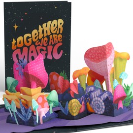 Lovepop® 3D Pop-Up Karte Together we are Magic Grußkarte mit Magic Mushrooms bunte Pilze im Wald | inkl. Umschlag & Versteckfach für Geld & Gutscheine