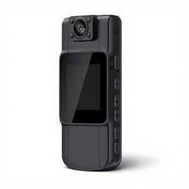Pomya Mini Cámara Corporal 1080P HD, Pequeña Cámara Portátil con Visión Nocturna Infrarroja con Pantalla de 1,54 Pulgadas, Lente de Rotación de 180 Grados, Grabadora de Vídeo Portátil