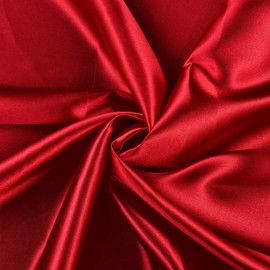 SARVAM FASHION Satin Fabric 10 Yard Bridal Solid for Wedding Dress Fashion Crafts Costumes Decorations Silky Satin 44” - (10 Yard, Apple Red)
