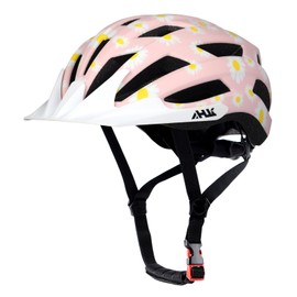 Youth Girl Road Bike Helmet, Men Women Adjustable Mountain Bicycle Helmet with Detachable Visor, 2 Sizes for Age 8-14+ Youth, Kids, Adult (Pink Daisy, M)
