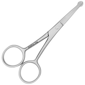 May - Nasenhaar Schere - Nasenhaarschneider mit gebogener Schneide und runder Spitze - Nasenhaarschere - Edelstahl