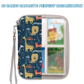 Card Holder for Yoto Card - 80 Pockets Card Case with Zipper, Card Binder Folder for Kids&Adults, 2.3 * 3.4 In Card Organiser for Mini Audiobook Playing Cards - Animals accessories 0716