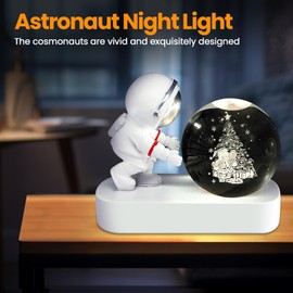 LAMHIMD 3D Astronaut Crystal Ball Night Light, Bola de Cristal Galaxia Saturno, Santa Claus Crystal Ball Night Lamp, Creative Night View Astronomical LED Universe Lamp (Santa Claus)