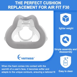 2 Packs Replacement Cushion (S) for Airfit F30, Optimized Comfort & Secure Seal with Memory Foam (New Version), Replacement CPAP Supplies