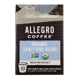 Allegro Coffee Organic Early Bird Blend Coffee Capsules, 3.8 oz, 10 ct