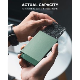 VULKIT Card Holder Men's Metal Credit Card Holder Women's RFID Protection Slim Card Case Pop Up Wallet for 5-8 Cards, New Midnight Green