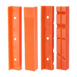 HARFINGTON 2set Magnetic Vise Jaws 6 Inch Magnet Plain Grooves & V-Grooves Soft Rubber Bench Jaw Pads Covers Multi-Purpose Protector for Woodworking Jewelry Making Plumbing, Orange