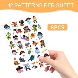 Pirate Animal Temporary Tattoos for Kids - 280 Pcs Animal Fake Tattoo for Birthday Party Decorations, Sea & woodland Cute Animal Favors Supplies for Boys Girls(8 Sheets)