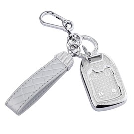 Seedwee for Chevy 5 Button key fob cover, Soft TPU Keys Protector Bling Key Fob Keychain for 2023 2022 2021 2020 2019 GMC Sierra and Chevy Silverado 1500 2500HD 3500HD, Silver Clear