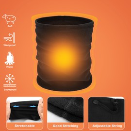 12 Pieces Fleece Neck Warmer For Men Women Winter Neck Gaiter Windproof Face Covering(Black)