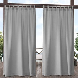 Exclusive Home Curtains Indoor/Outdoor Solid Cabana Tab Top Curtain Panel Pair, 54x84, Cloud Grey