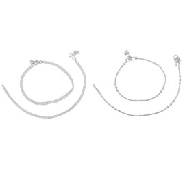 Efulgenz Silver Anklet Indian Silver Ankle Bracelets for Women Bollywood Metal Beads Wedding Payal Anklet Pair for Women Anklet Bells Bracelets Foot Jewelry, One Size, Copper, no gemstone