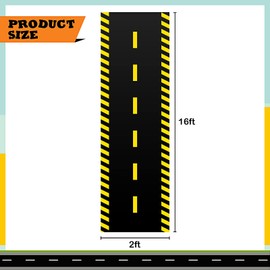 Racetrack Floor Running Black Racer Party Decoration Mat Road Table Runner Long Racetrack Tablecloth Drag for Party (Classic Style,16 ft x 2 ft)