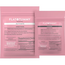 Flat Tummy Flat Tummy Tea – 2-step, 4 Week Program – Detox Tea to Boost Energy & Reduce Bloating* - All Natural Detox Cleanse w/ Green Tea, Lemon Balm, Dandelion, Fennel, & More - Digestion support