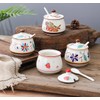 KKGUD Cute Hand-Painted Sugar Bowl, Seasoning Jar, Ceramic Condiment Pot