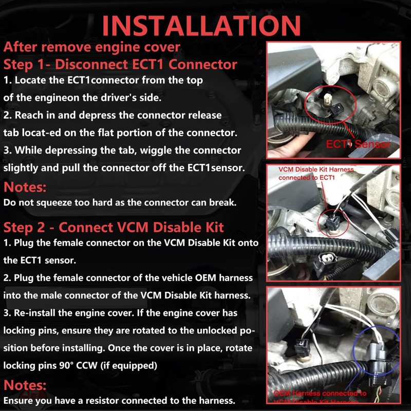 VCM Muzzler Harness Disable Kit,Fit for Honda Odyssey Ridgeline Pilot