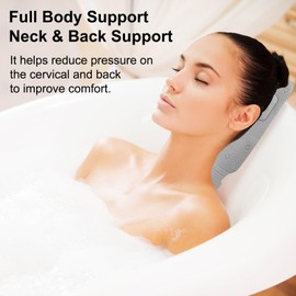Zjyufy Full Body Bath Pillow, Bath Pillow, Bath Pillow with 30 Non-Slip Super Suction Bathtub Accessories, for Neck Back and Coccyx Support