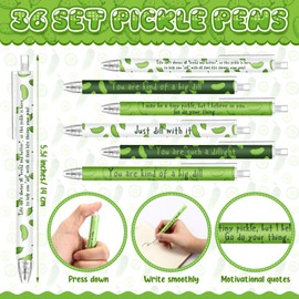 Sayglossy 36 Set Emotional Support Pickle Gift, Include Ballpoint Pens, Mini Resin Pickle, Inspirational Cards, Funny Motivational Employee Appreciation Gift for Staff Team Coworkers Office Volunteer