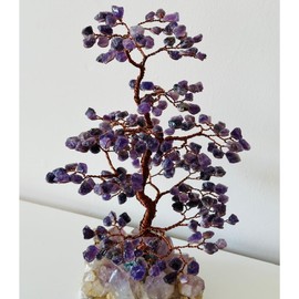 Generic Handmade Crystals and Healing Stones Crystal Tree Money Tree of Life Office Decor Spiritual Decor Made with raw Amethyst Stones Base Copper Wire Tree Amethyst, Black Tourmaline. (Amethyst)