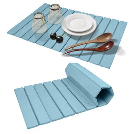 Extral Large Quick Dry Stone Drying Mat for Kitchen Counter,28x16 Inch Collapsible Eco-Friendly Absorbent Diatomaceous Earth Mat for Dishes Cups,Dish Drying Mats for Any Countertop ﻿