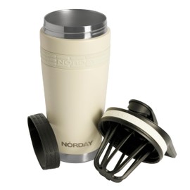 NORDAY | Shaker Proteína Acero Inoxidable - Termo 25oz Hueso | Vaso Térmico Frío y Caliente | Botella Mezcladora de Coctelera con Tapa Hermética Antiderrame | Botella de Agua Gym Ideal para Regalo