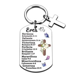 Spanish Christian Gifts for Women Christmas Gifts for Men Stocking Stuffers for Adults Inspirational Religious Gifts for Spanish Girls Friends Bible Keychain for Kids Birthday Confirmation Baptism