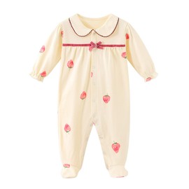 Newborn Baby Girl Clothes Romper Onesie Cotton Newborn Outfit for Girls Cute Infant Girl Jumpsuits Clothes for 9-12 Months Strawberry