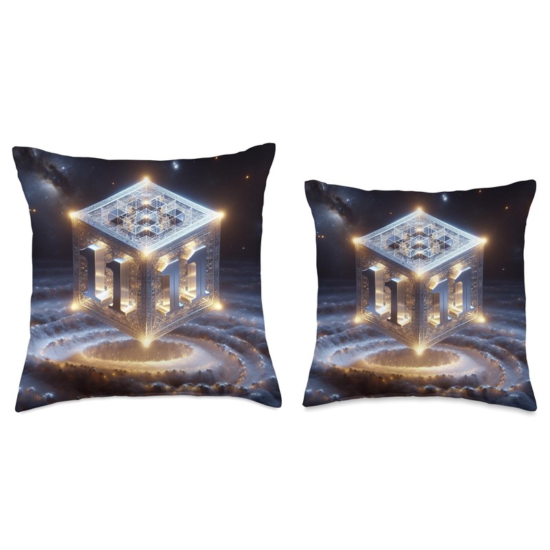 Angel Number 1111 with Metatron's Cube Throw Pillow