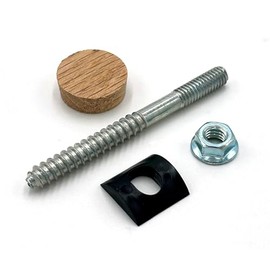 Stair Handrail Bolt Kit - Includes Rail Bolts (3 1/2" x 5/16"), Shoulder Nuts, Plastic Curved Washers, and 1" Tapered Hardwood Plugs, Handrail Fitting Hardware (Red Oak, Set of 5)