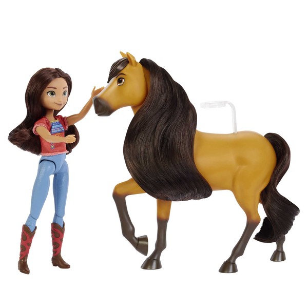 Spirit Lucky Doll & Horse - Doll with 7 Movable Joints & Horse with Soft Mane & Tail - Includes Treats & Brush - 7' Doll, 8' Horse - Gift for Kids 3+