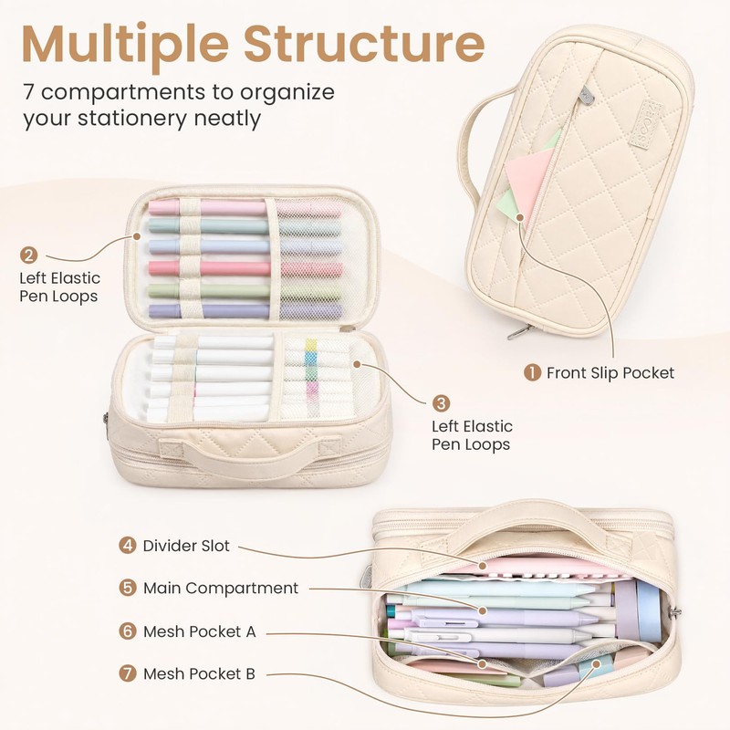 Sooez Large Pencil Case, Pencil Pouch with Handle, Pen Bag