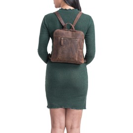 STILORD 'Marlene' Leather Backpack Women's Elegant Backpack Handbag Women's City Backpack Vintage Handbag Daypack Genuine Leather Women's Backpack Modern, Zamora - Brown, vintage