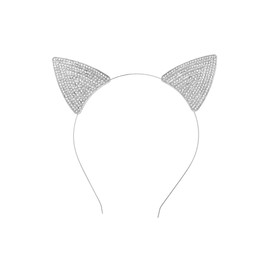 Western F.a.s.h.i.o.n Cat Ears Headband With Rhinestones (Silver)