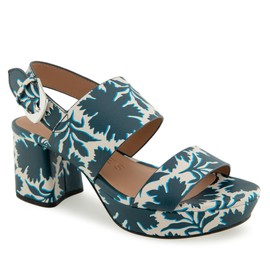 Aerosoles Women's CAMILIA Heeled Sandal, Navy/Eggnog Printed Floral Faux Leather, 10 Wide