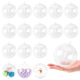 Ornament Balls Christmas 8cm Transparent Plastic Balls Acrylic Clear Transparent Capsules Hollow Fillable Handmade DIY Decorative Balls for Tree/Birthday/Party/Wedding Decoration(8cm 20pcs)