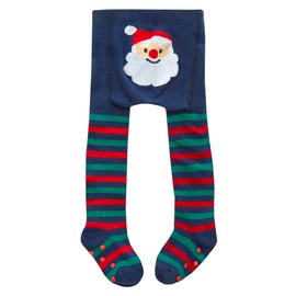 Metzuyan Baby Girls Novelty Festive Design Christmas Cotton Rich Tights With Non Slip Grips Santa 0-6 Months