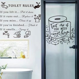 Toilet Rules Wall Quotes Stickers Peel and Stick DIY Removable Wall Decal Wall Decor Vinyl Rules Sign Wall Art Decals for Toilet Bathroom Laundry Room Shower Room Decoration